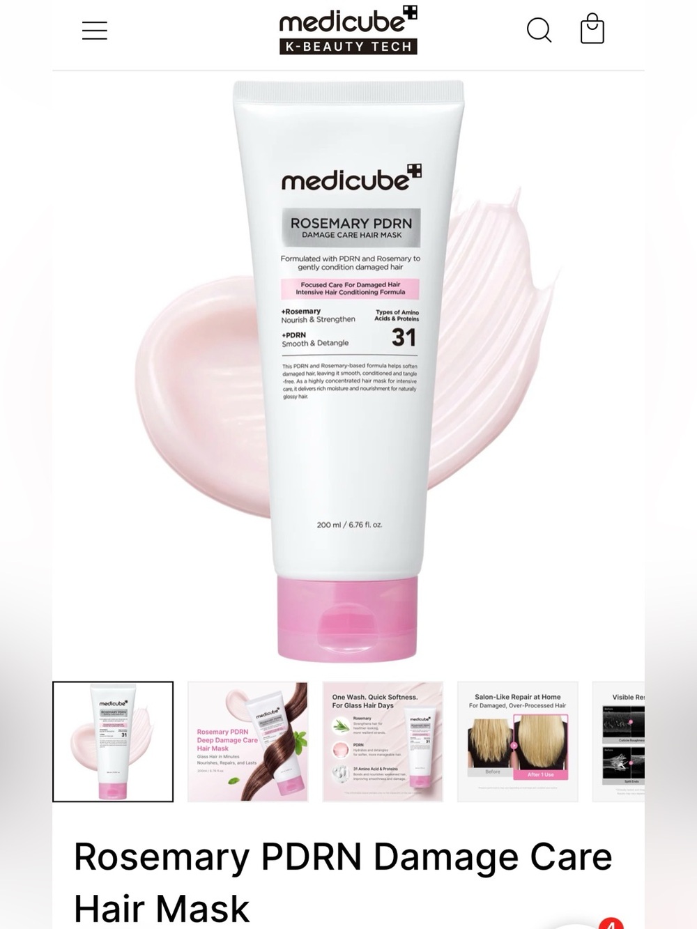 $31 MEDICUBE Rosemary PDRN Damage Care Hair Mask